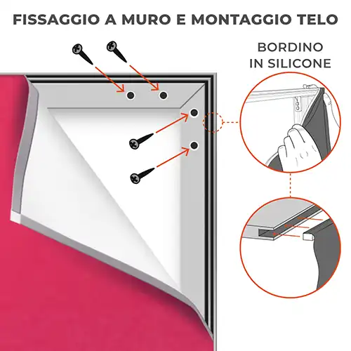 cornici frame luminosi con tessuto stampato