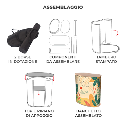 desk promozionale portatile assemblaggio