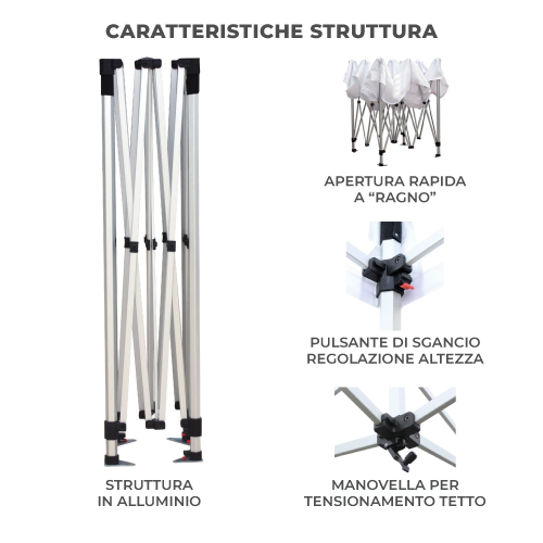 Struttura pieghevole in alluminio del gazebo