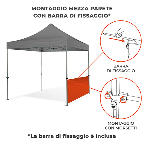 Schema montaggio mezza parete del gazebo 3x3 trami