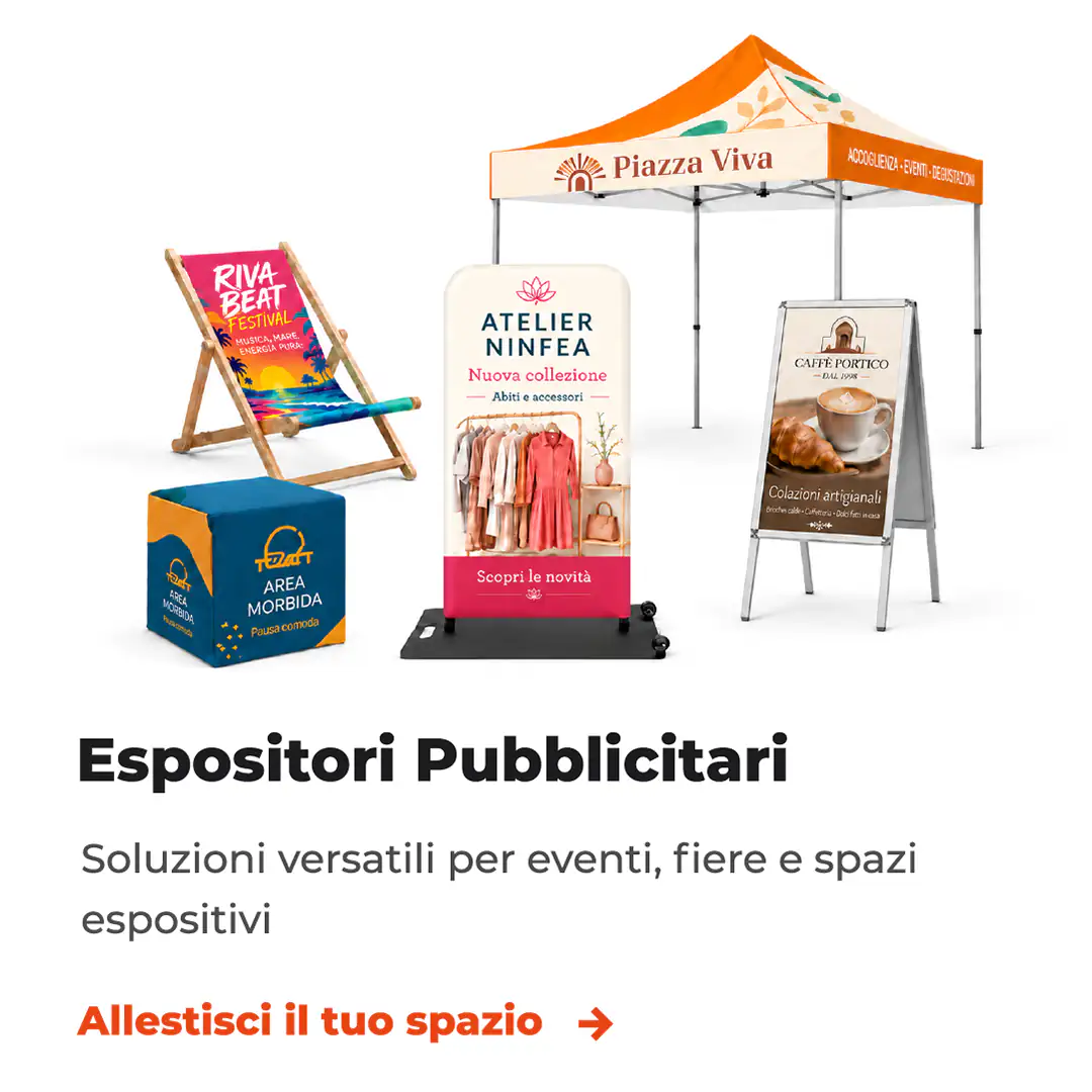 Espositori pubblicitari personalizzati per allestimenti, eventi e fiere