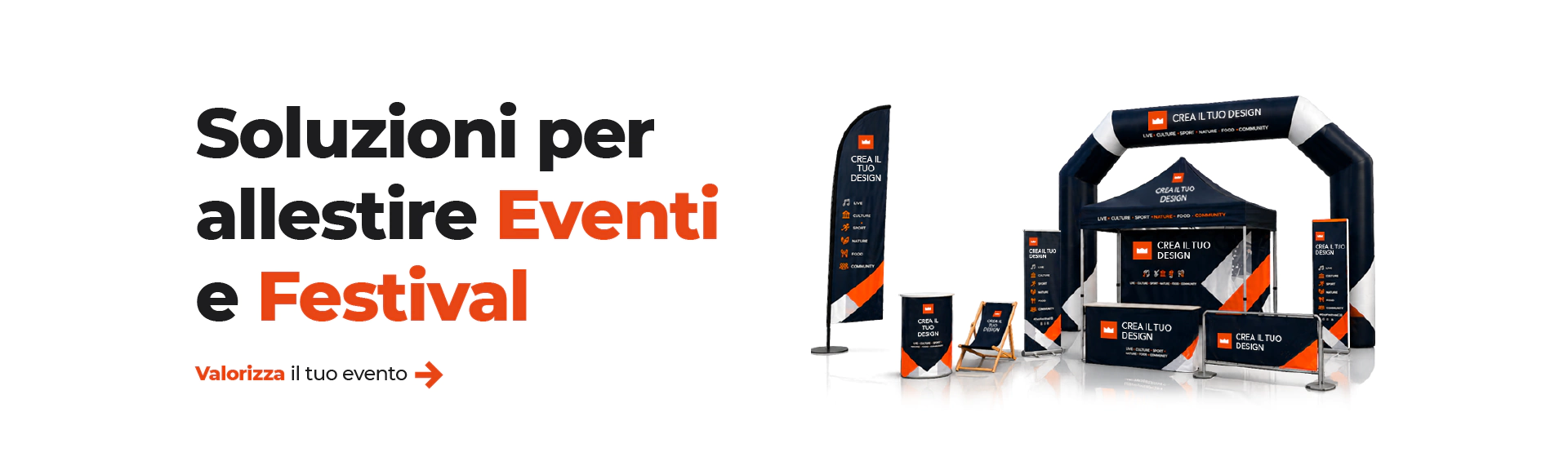 Gazebo, archi gonfiabili e bandiere personalizzate per allestire eventi, festival e manifestazioni outdoor
