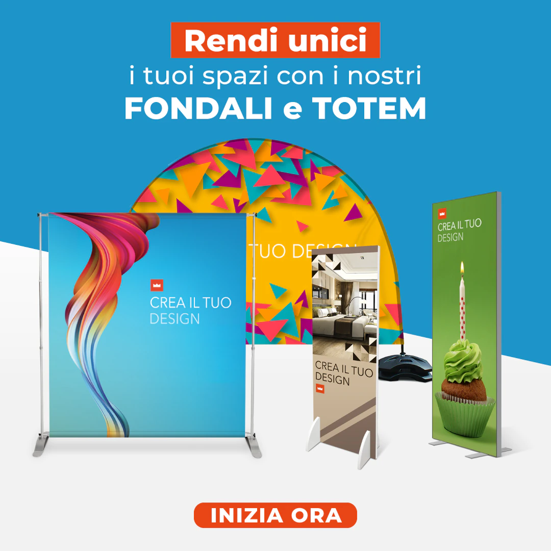 fondali pubblicitari e totem di vari modelli