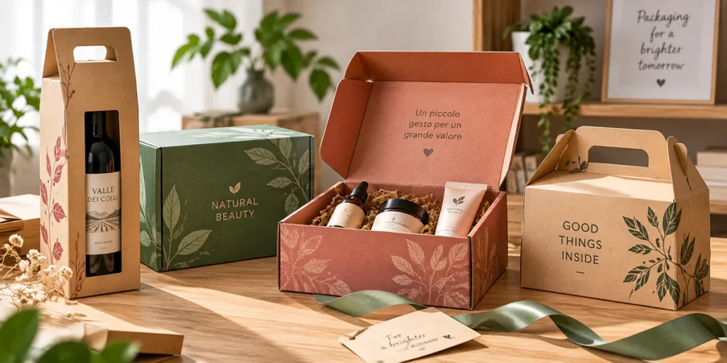 Scatole in cartone personalizzate per regali, con confezioni per bottiglia, cosmetici e prodotti